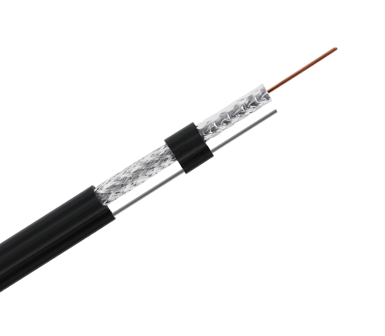 کابل کواکسیال استاندارد 75 اهم سری RG6MF - نوار چسب و قیطان با مسنجر، ژله